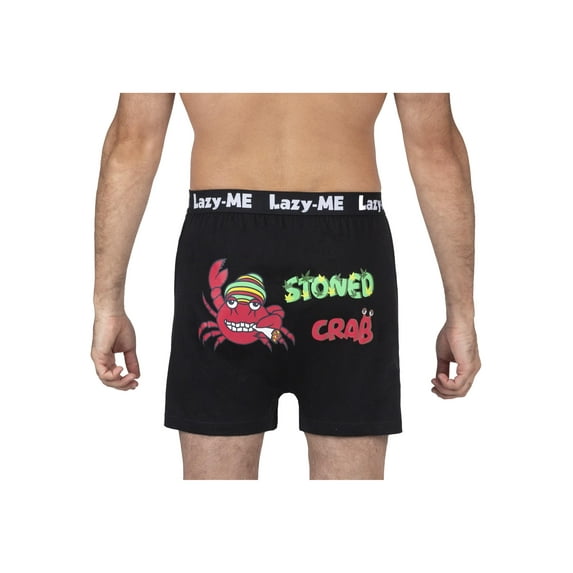 Lazy-Me Mens Funny Novelty Boxer Shorts, Black, Crab Weed Bud, Crab Weed Black, Size: 2X, Lazy Me
