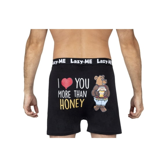 Lazy-Me Mens Funny Novelty Boxer Shorts, Black, Honey, Honey, Size: 2X, Lazy Me