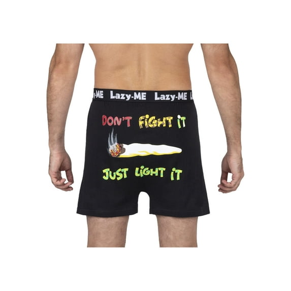 Lazy-Me Mens Funny Novelty Boxer Shorts, Black, Just Light It, Light It Black, Size: S, Lazy Me