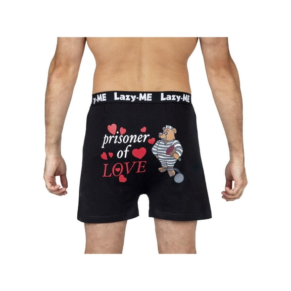 Lazy-Me Mens Funny Novelty Boxer Shorts, Black Prisoner Of Love, Prisoner Of Love, Size: 3X, Lazy Me