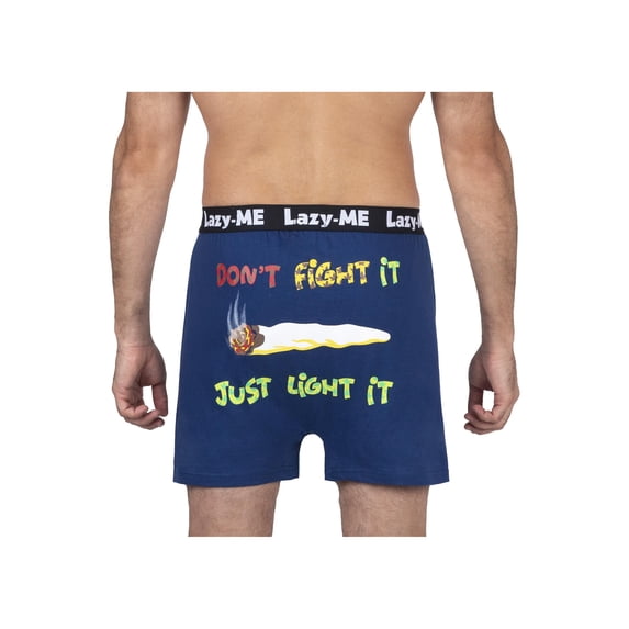 Lazy-Me Mens Funny Novelty Boxer Shorts, Navy, Just Light It, Light It, Size: M, Lazy Me