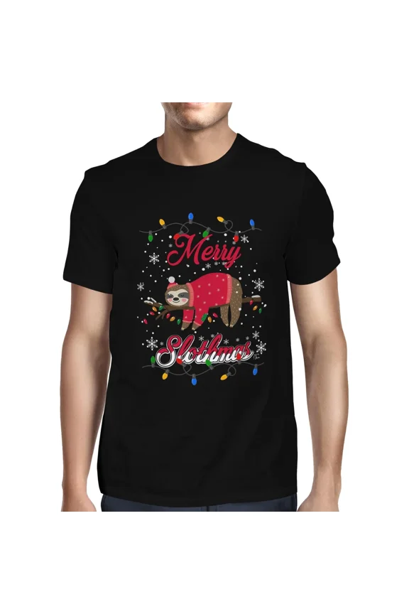 Lazy Merry Slothmas Cute Holiday Sloth Graphic T shirt up to 5XL
