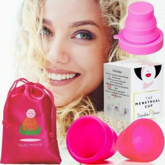 Lazy Monk 2 Menstrual Cups Set Large and Small Silicone Soft Copa Period