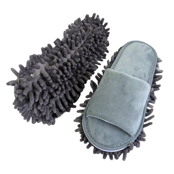 Lazy Mop Slippers, Comfortable Cleaner Unisex Detachable Open Toe Portable Soft Microfiber Cleaning Mop for Bathroom Home Bedroom Dusting , Gray