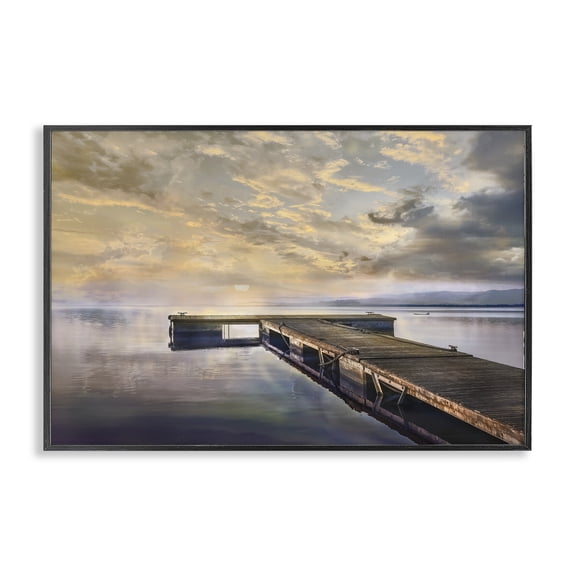 Stupell Industries Lazy Morning Lake Dock Black Framed Giclee Art, design by Mike Calascibetta, 20 x 30