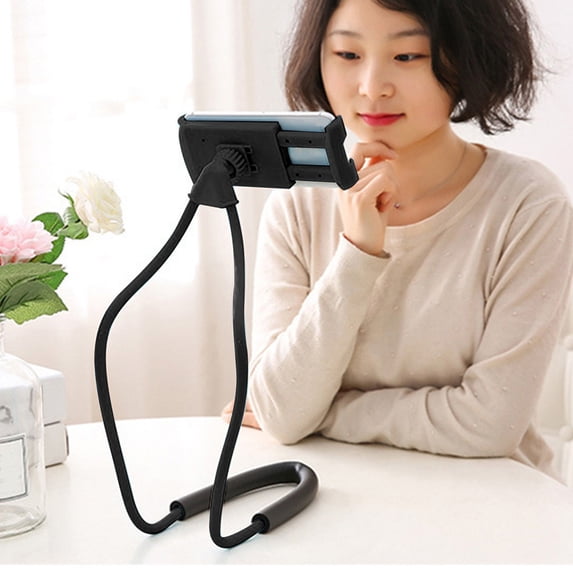 Lazy Neck Phone Holder, Adjustable Hands-Free Tablet Stand, 360 Rotation Long Arm Bracket Fit for iPhone,iPad