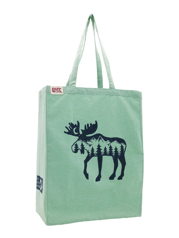 Canvas Tote Bag, Reusable Unisex Bag for Shopping, Travel, and Work (Mountain Moose)
