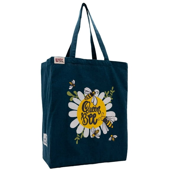 Lazy One Canvas Tote Bag, Reusable Unisex Bag for Shopping, Travel, and Work (Queen Bee)