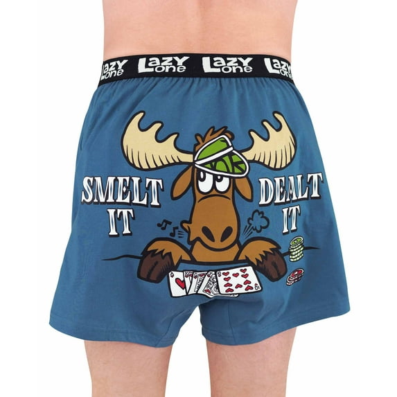 Lazy One Funny Animal Boxers, Novelty Boxer Shorts, Humorous Underwear, Gag Gifts for Men (Smelt It Dealt It, X-LARGE)