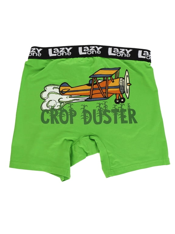 Funny Boxer Briefs for Men, Underwear for Men, Farm, Airplane (Crop Duster, Large)