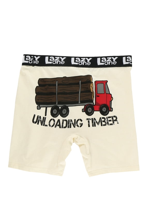 Funny Boxer Briefs for Men, Underwear for Men, Truck, Log (Unloading Timber, Small)