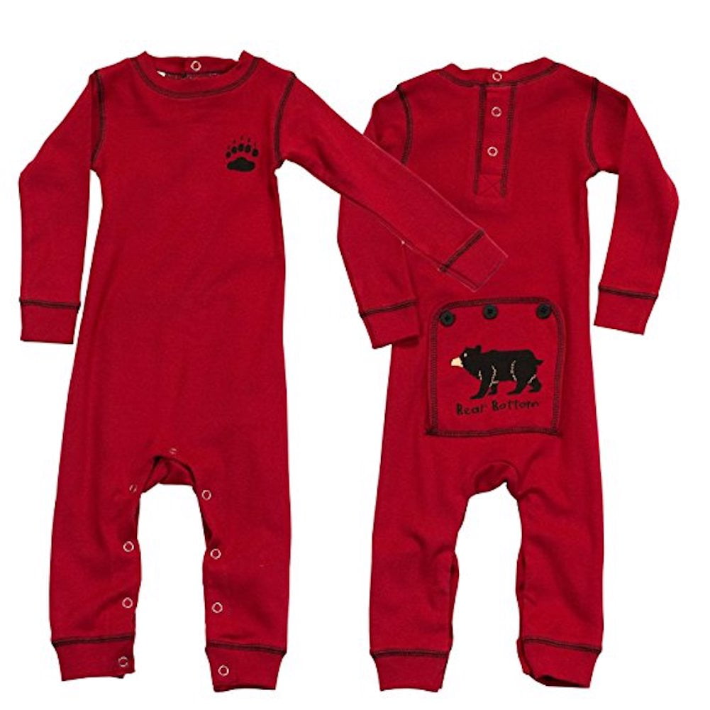 Lazy One Infant Flapjack One Piece "Bear Bottom" Red 6M