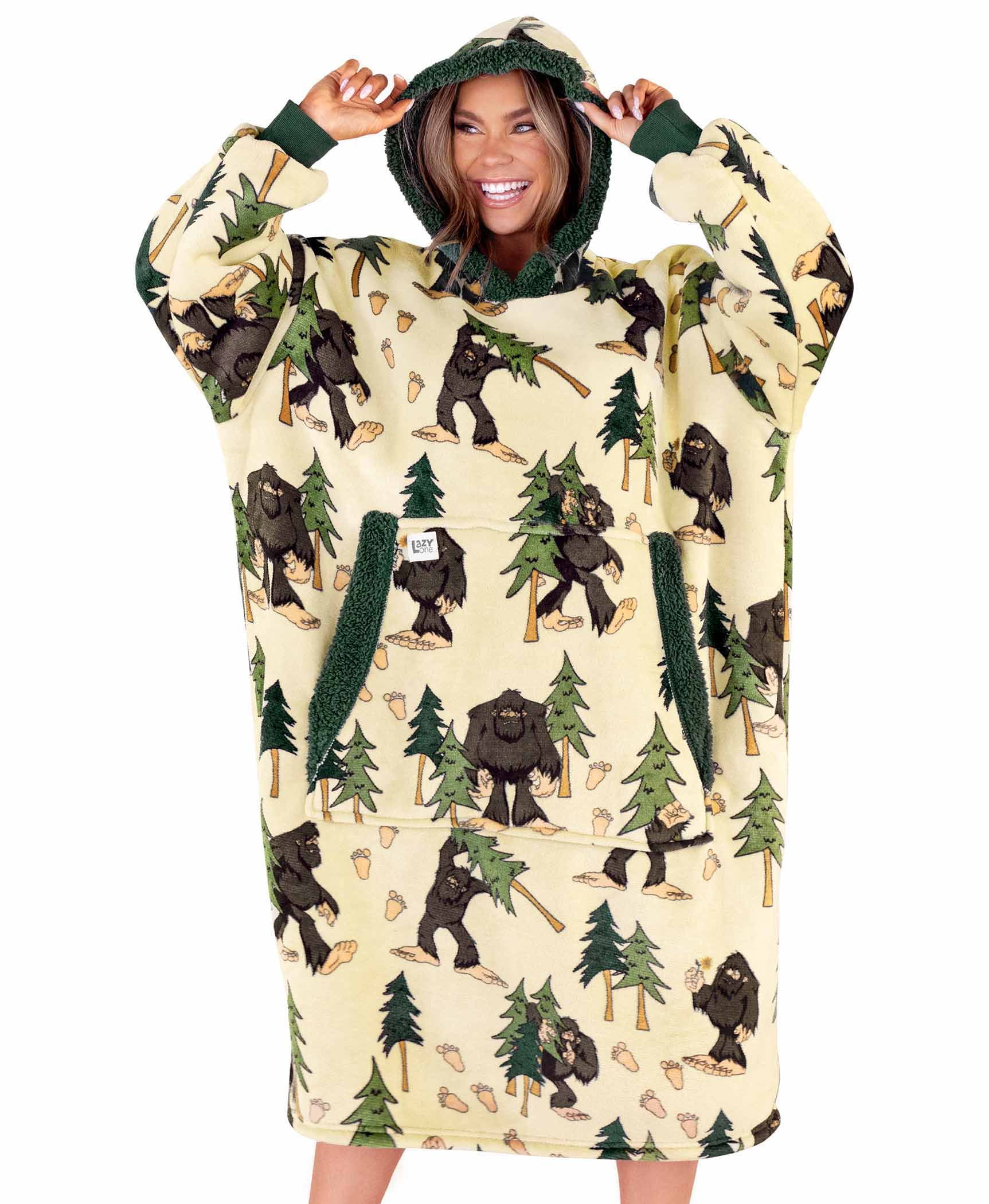 Lazy One Oversized Blanket Hoodie, Comfortable Sleepwear, Oversized Hoodies for Women and Men, One Size Fits All Wearable Blankets (Bigfoot)
