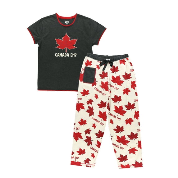 Lazy One Women's Pajama Set, Short Sleeves with Cute Prints, Relaxed Fit, Canada Eh?