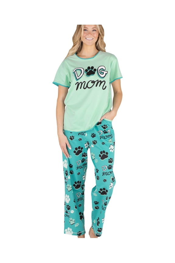 Women's Pajama Set, Short Sleeves with Cute Prints, Relaxed Fit, Dog Mom