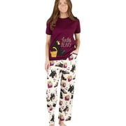 LAZY ONE Women's Pajama Set, Short Sleeves with Cute Prints, Relaxed Fit, Huckleberry