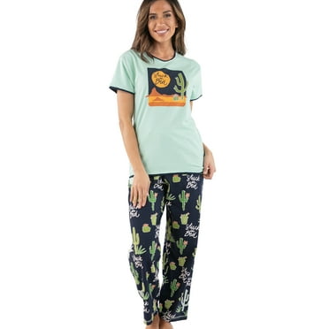 Lazy One Women's Pajama Set, Short Sleeves with Cute Prints, Relaxed Fit, Stuck In Bed