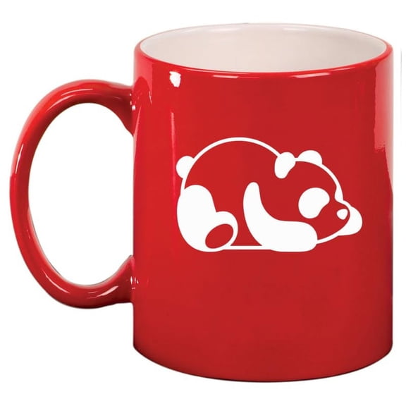 Lazy Panda Ceramic Coffee Mug Tea Cup Gift for Her, Him, Friend, Coworker, Wife, Husband (11oz Red)