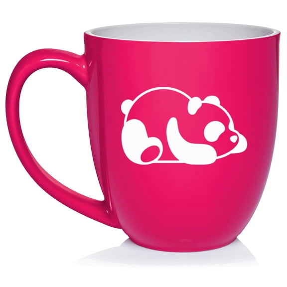 Lazy Panda Ceramic Coffee Mug Tea Cup Gift for Her, Him, Friend, Coworker, Wife, Husband (16oz Hot Pink)