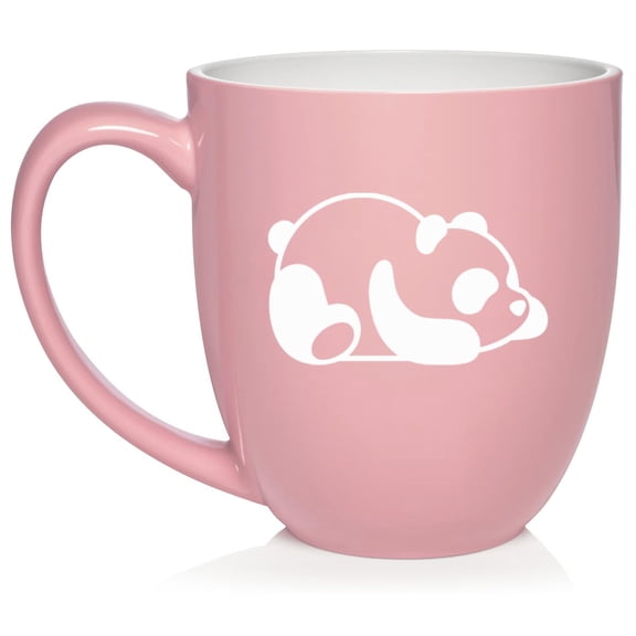 Lazy Panda Ceramic Coffee Mug Tea Cup Gift for Her, Him, Friend, Coworker, Wife, Husband (16oz Light Pink)