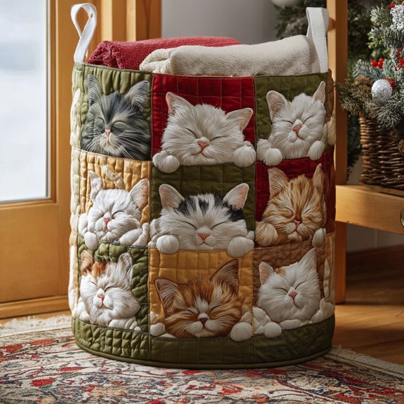 Lazy Paws Quilted Laundry Basket