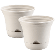 Lazy Planters Extra Large 14 Inch - 2 Pack - Self Watering Plant Pot Ivory - Large XL Planter - Indoor & Outdoor (2 x 14 Inch)
