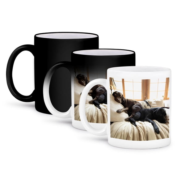 3drose, Lazy Puppies Labrador Retriever Pups Labs Sunny Window, 11oz Magic Transforming Mug