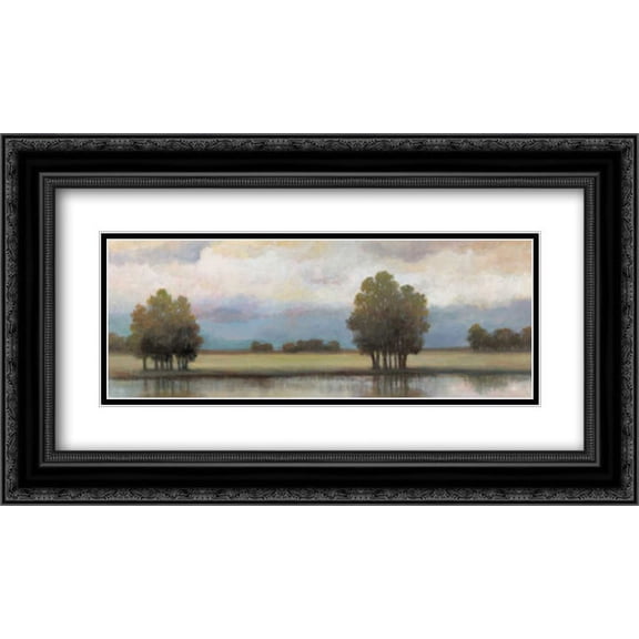 Lazy River II 2x Matted 24x14 Black Ornate Framed Art Print by Chiu, T.C.