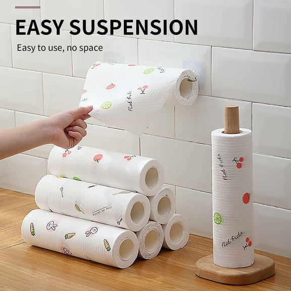 Lazy Roll Disposable Kitchen Cleaning Cloth Non Woven Wet Dry Scouring Pad Wipes Roll, High Absorbent Tear Off Cleaning Rag for Kitchen Bathroom Car Glass Surface Multi Purpose Cleaning Use