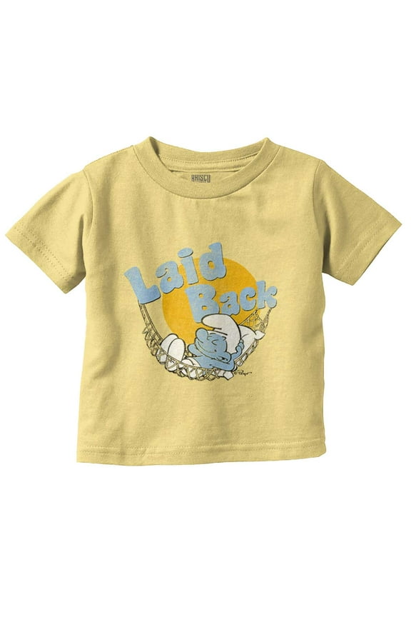 Lazy Sleepy Smurf Laid Back Cartoon Toddler Boy Girl T Shirt Infant Toddler Brisco Brands 18M