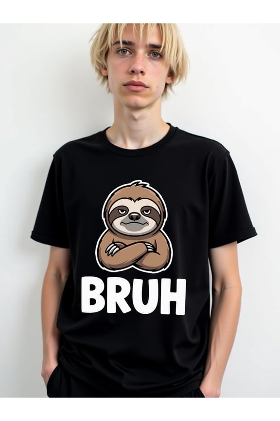 Lazy Sloth Bruh T-Shirt men t shirt black casual graphic Hip-hop street style Daytime and weekend wear Funny Unisex Shirt Short Sleeve tshirts