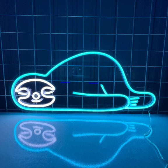 Lazy Sloth Lying Floor Neon Sign, Animal Wall Decor