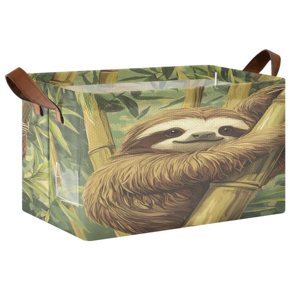 Lazy Sloth Storage Basket Soccer Plaid Fabric Hoard Box Oversized Collapsible Closet Organizer with Metal Iron Frame 16.911.410in