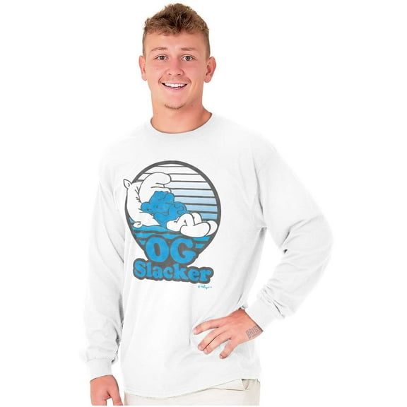 Lazy Smurf OG Slacker Sleepy Naps Long Sleeve TShirt Men Women Brisco Brands S