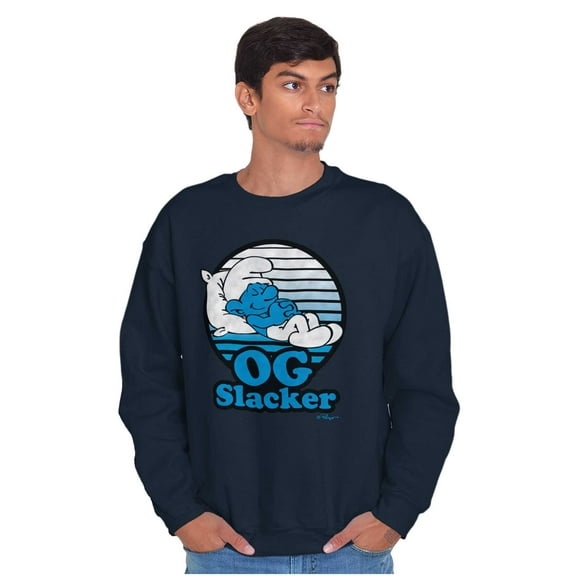 Lazy Smurf OG Slacker Sleepy Naps Sweatshirt for Men or Women Brisco Brands S