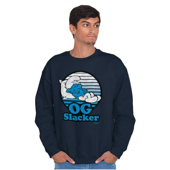 Lazy Smurf OG Slacker Sleepy Naps Sweatshirt for Men or Women Brisco Brands S