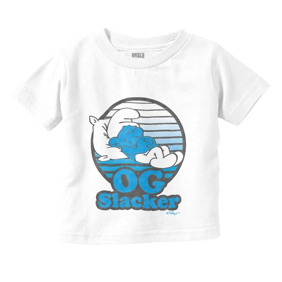 Lazy Smurf OG Slacker Sleepy Naps Toddler Boy Girl T Shirt Infant Toddler Brisco Brands 12M