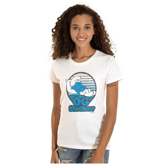 Lazy Smurf OG Slacker Sleepy Naps Women's T Shirt Ladies Tee Brisco Brands L