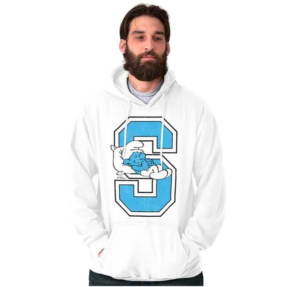 Lazy Smurf Vintage Varsity Cartoon Unisex Plus Size Hoodie Brisco Brands 4X