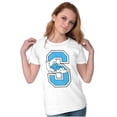 thumbnail image 1 of Lazy Smurf Vintage Varsity Cartoon Women's T Shirt Ladies Tee Brisco Brands S, 1 of 5