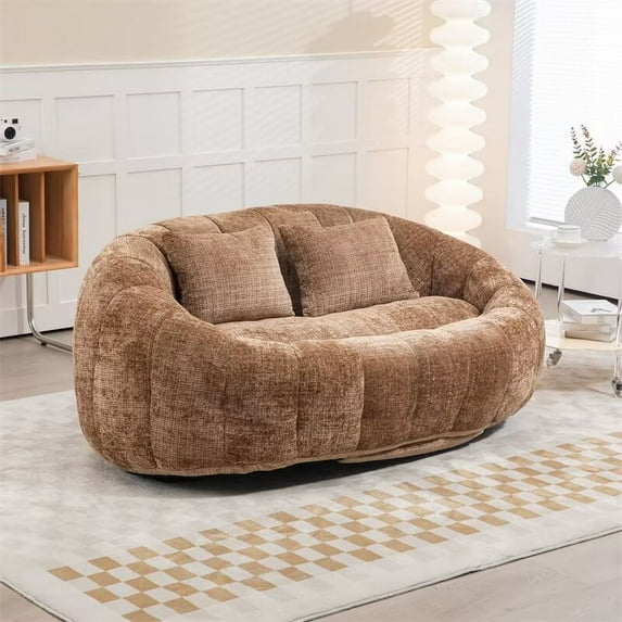 Lazy Sofa Chair with Pillows, High Back Bean Bag Chair, Single Gaming Sofa Chair Accent Floor Soft Lounge Chair Leisure Living Room Chair for Adults Kids Bedroom Playroom, Coffee