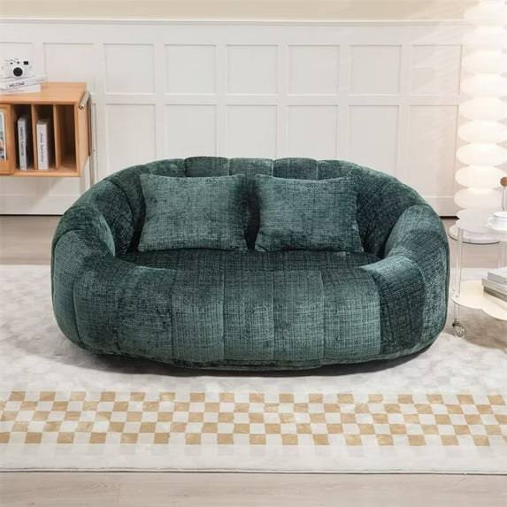 Lazy Sofa Chair with Pillows, High Back Bean Bag Chair, Single Gaming Sofa Chair Accent Floor Soft Lounge Chair Leisure Living Room Chair for Adults Kids Bedroom Playroom, Emerald