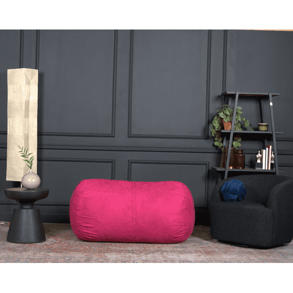 Lazy Sofa Chairs, Michael 4 Foot Cylindrical Suede Bean Bag, Fuchsia, Fuchsia Bean Bag Chairs,Polyester Faux Leather Bean Bag Chairs, Furniture Primary Living Space Bean Bag Chairs & Lazy Sofa Chair