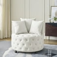 thumbnail image 1 of Lazy Sofa Chairs, Velvet Upholstered Swivel Chair for Living Room, with Button Tufted Design and Movable Wheels, Including 3 Pillows, Beige, Beige Bean Bag Chairs,Foam Faux Leather Bean Bag Chairs, 1 of 12
