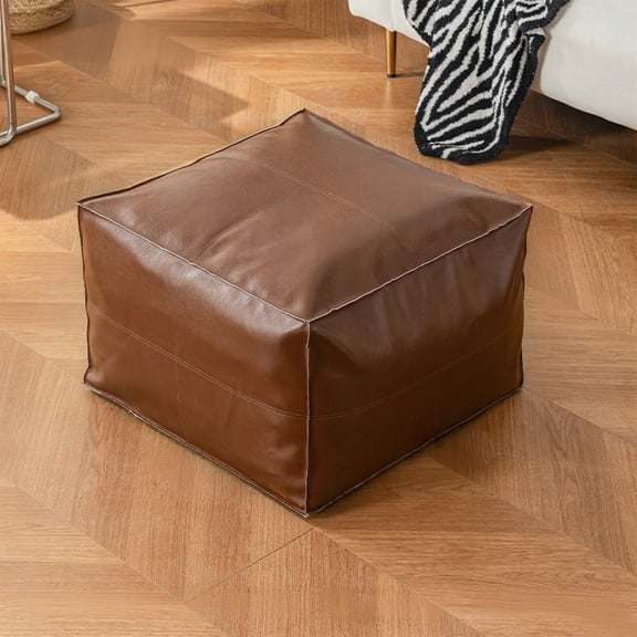 Lazy Sofa Footstool, Storage Ottoman, Multifunctional Leather Storage Stool for Home Organization, Storing Clothes toys and Shoes, 17.7x15.7 Inch