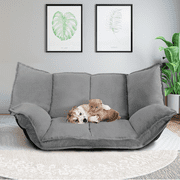 Lazy Sofa Futons Sets Folding Sofa Bed Adjustable Sofa TV Floor Couch | Dark Grey