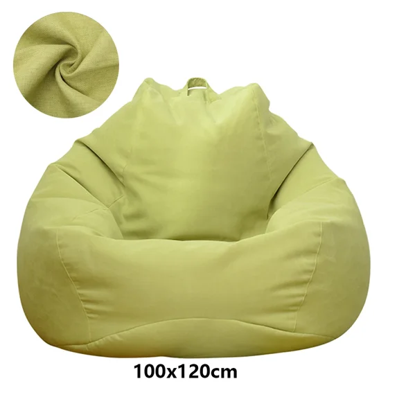 Lazy Sofas Cover Large Bean Bag Cover Without Filler Adults Couch Living Room Bedroom Home Tatami Lounger Comfortable Seat Cover (Green 100x120cm)