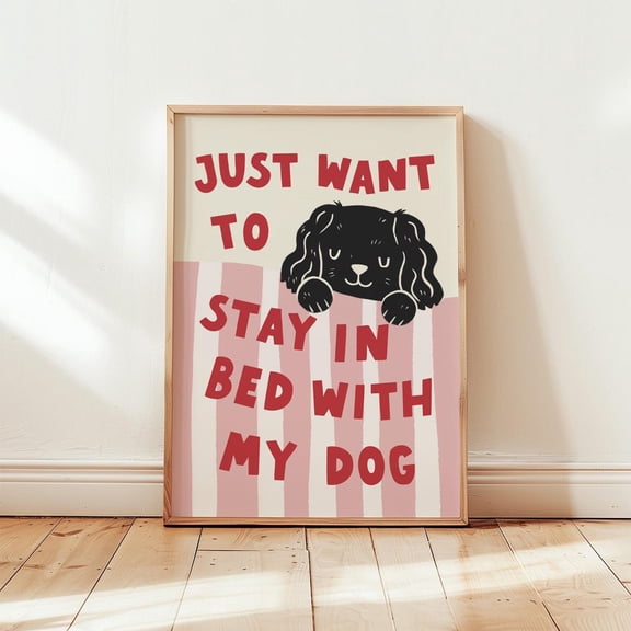 Lazy Spaniel Dog In Bed Wall Art Print, Unframed Paper Poster 8x10in
