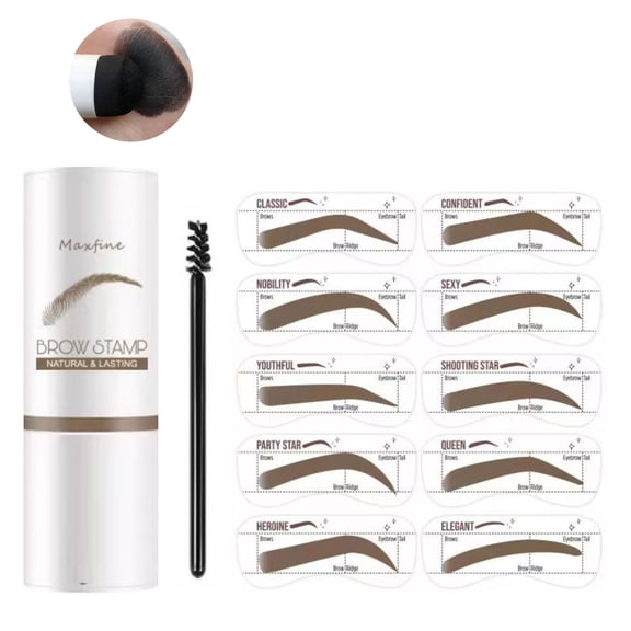 Lazy Stamp Eyebrow & Hairline Powder Stick A (1 Stick + 10 Stencils) - Eyebrow Stamp Stencil Kit,Eyebrow Stamp Pomade With10 Reusable Thin & Thick Brow Stencils Eyebrow Stencils Sh Makeup Organizers