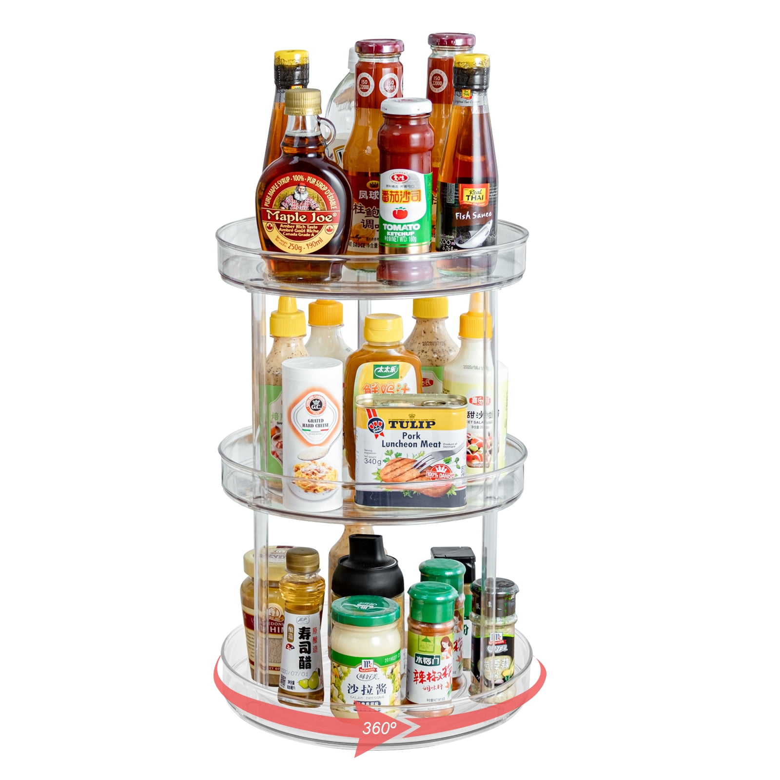 Lazy Susan 3 Tier Turntable Organizer Rotating Organizer Spice Rack Organizer for Kitchen Cabinet Plastic Organizer for Fridge Pantry Bathroom